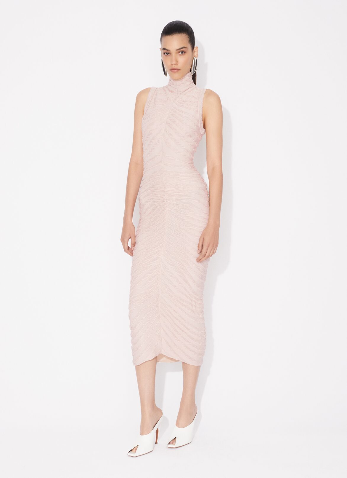 SHEER SCULPTING BODYCON DRESS ALAÏA NUDE SHEER SCULPTING BODYCON DRESS